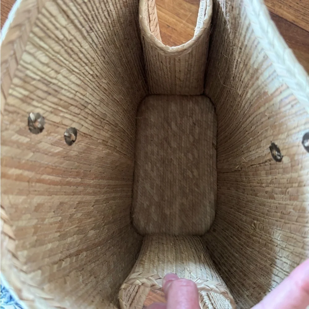 Straw Tote Beach Bag with Circle Handle